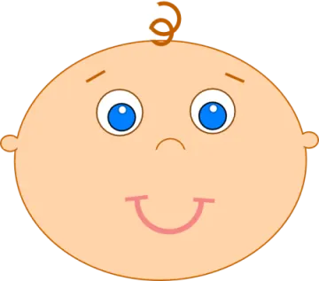 a baby's face with blue eyes