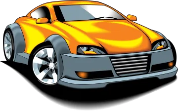 a yellow car on a white background