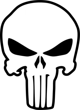 a black and white punish skull
