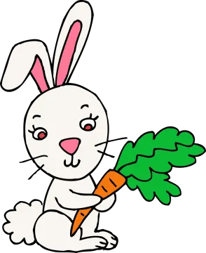 a cartoon bunny holding a carrot