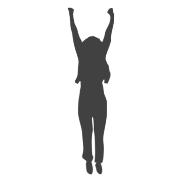 a silhouette of a woman jumping in the air