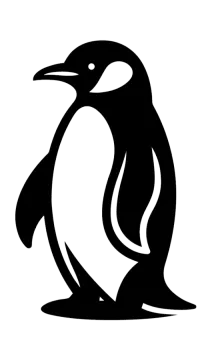 a black and white silhouette of a penguin