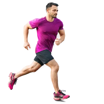 a man running on a white background