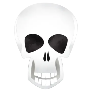 a white skull mask with black eyes
