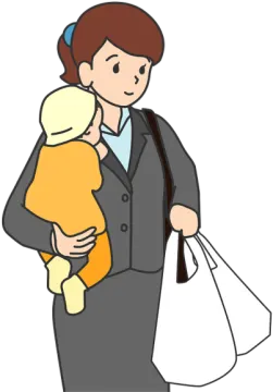 a woman carrying a baby in her arms