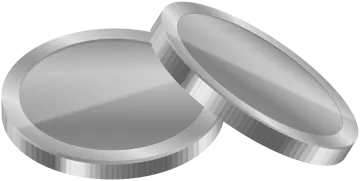 a pair of silver coins on white background