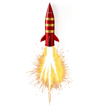 a red and yellow rocket