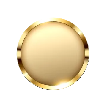 a gold button on a white background