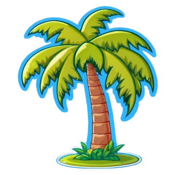 a cartoon palm tree on an island