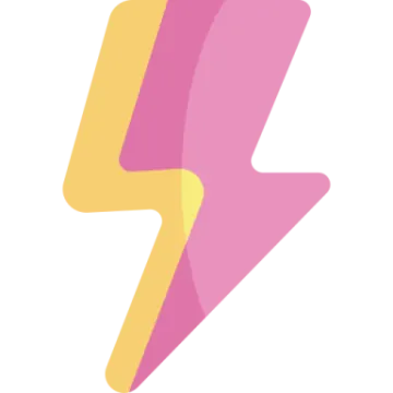 a pink and yellow lightning bolt