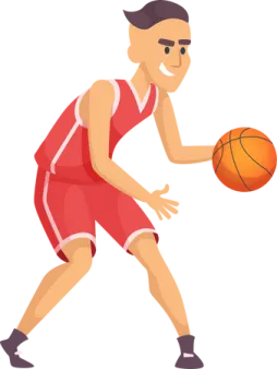 a basketball player with a ball in his hand