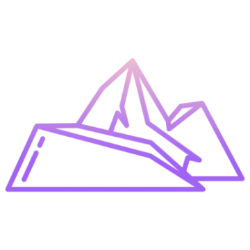 a mountain icon with a purple outline