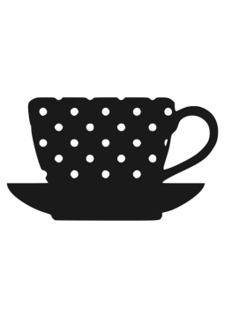 a black and white silhouette of a coffee cup