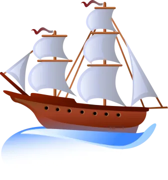 a ship with sails on the water