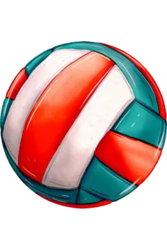 a red and white volleyball ball on a white background