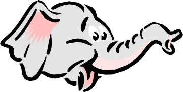 an elephant with its trunk in the air