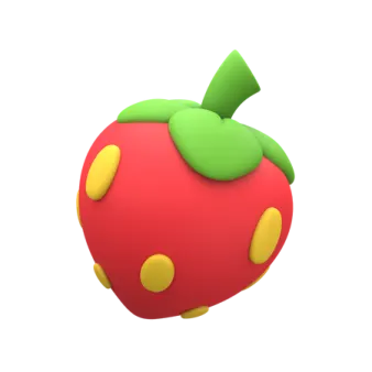 a red apple with green leaves on it