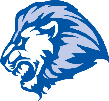 a blue and white lion head