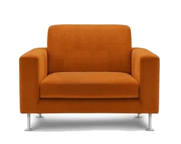 an orange chair on a white background