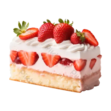 a piece of cake with strawberries on top