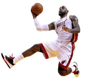 a basketball player is jumping in the air
