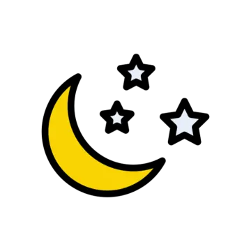a crescent with stars on it