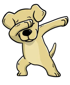 a cartoon dog with its arms spread out