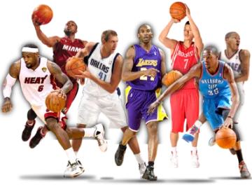 a group of men playing basketball together
