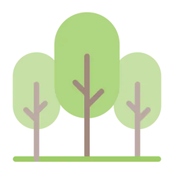 three trees with arrows pointing up