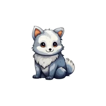 a white fox with brown eyes sitting on the ground