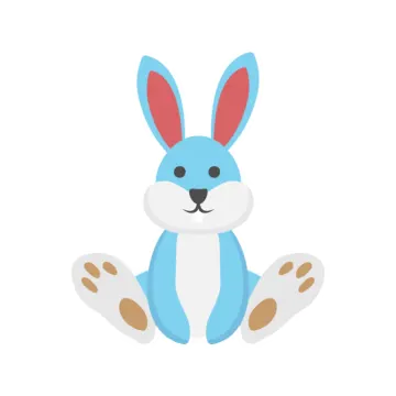 a blue rabbit sitting on the ground