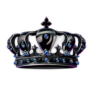 a black and white crown with blue eyes