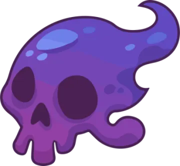 a purple skull with blue spots on it