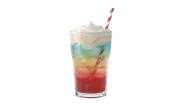 a glass filled with liquid and ice