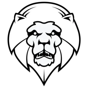 a black and white image of a lion head