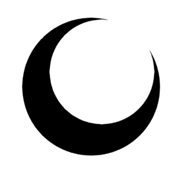 a black crescent on a white background