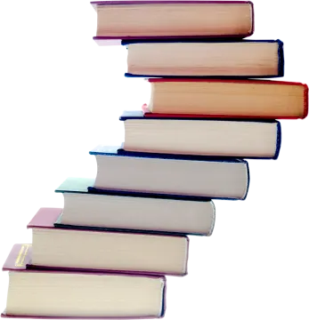 a stack of books on a white background