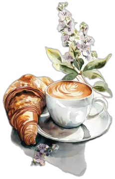 a cup of coffee and croisa