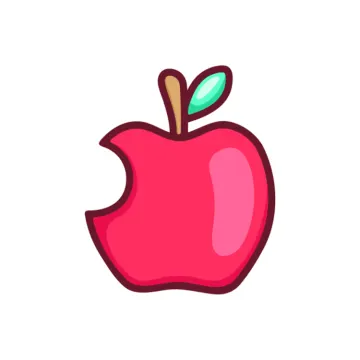 an apple with a green leaf on it