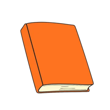 an orange book on a white background