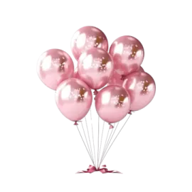 a bunch of pink and gold balloons