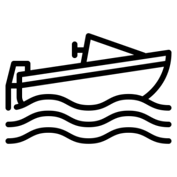 a boat floating in the water icon