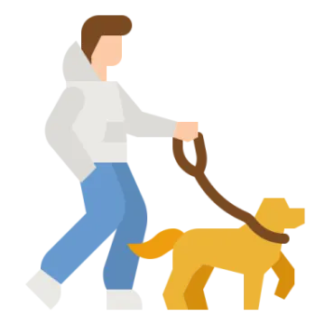 a person walking a dog