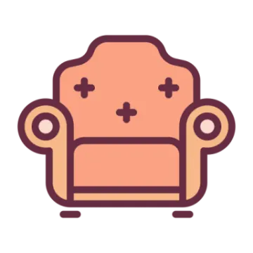 a brown chair with a smiley face on it