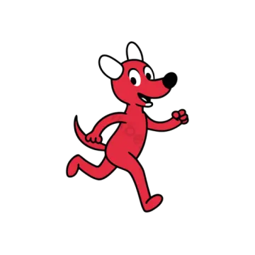 a cartoon dog running on a white background
