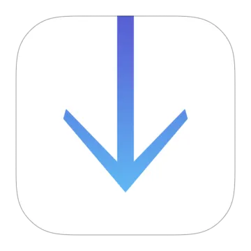 a blue arrow icon on a white background
