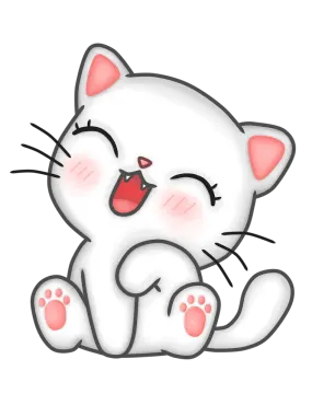 a white cat sitting down with its eyes closed