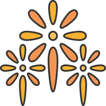a group of orange and black flowers
