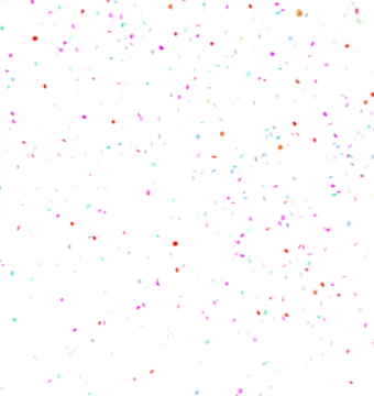 a white background with multi colored confe