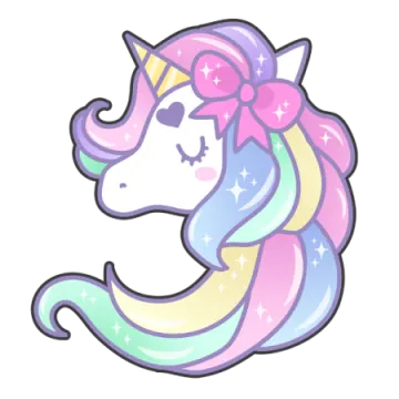 a pink and blue unicorn with stars on its head